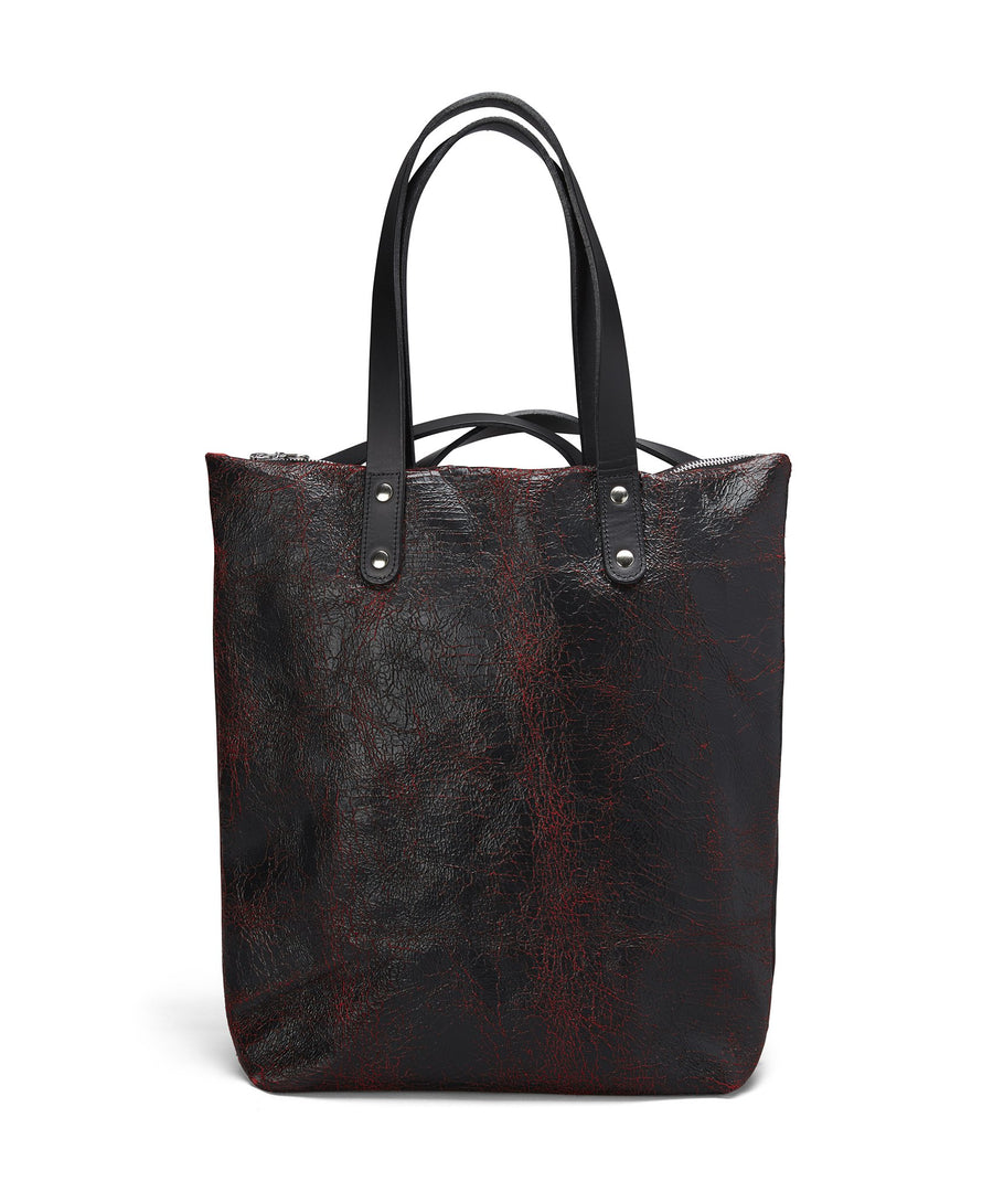 BLACK AND RED CRACKED LEATHER ROBYN BACKPACK - Poli & Jo