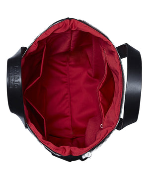 BLACK AND RED CRACKED LEATHER ROBYN BACKPACK - Poli & Jo